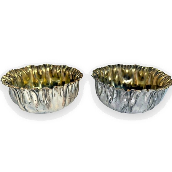 1924 ESG Quadruple Plate 24K Gold Lined 50 Years Bank of Kewaskum Crinkle Bowls - Picture 11 of 13